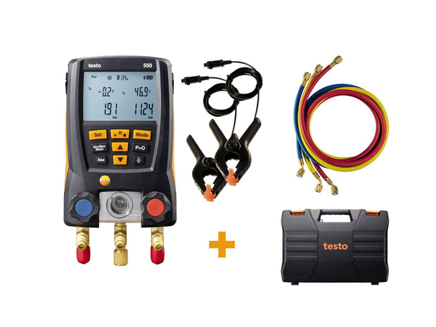 Digital manifold kit - with Bluetooth and set of 3 filling tubes - TESTO550KIT